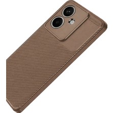 Newface Oppo A3 Kılıf Auto Focus Karbon Kapak - Kahverengi