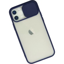 Newface Iphone 12 Kılıf Palm Buzlu Kamera Sürgülü Silikon - Lacivert