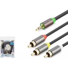 Hadron HDX1066 3.5mm To 3rca Kablo 2line Gold 5m Si̇yah