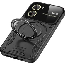 Newface Vivo Y16 Kılıf Joy Lens Standlı Kapak - Siyah