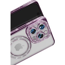 Newface Iphone 16 Pro Max Kılıf Joke Simli Magneticsafe Kılıf - Derin Mor