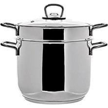 MarkEntegra Derin Haşlama Süzgeçli Çelik Spagetti Tenceresi