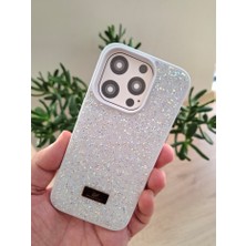 Epro iPhone 15 Pro Uyumlu Simli Taşlı Işıltılı Kamera Koruma Çıkıntılı Içi Kadife Şık Lüks Kılıf