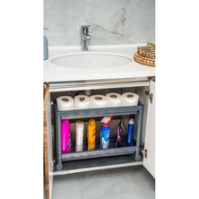 2 Katlı Tekerlekli Lavabo Altı Mutfak ve Banyo Düzenleyici Raf