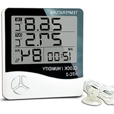 MarkEntegra Dijital Termometre ve Nem Ölçer - Saatli, Iç/dış Mekan Kullanımı