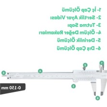 MarkEntegra 150 mm Karbon Çelik Kumpas - 0.02 mm Hassasiyetli Ölçüm Aleti