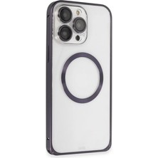 Similar Iphone 14 Pro Kılıf Metal Bumper Magneticsafe Kapak - Derin Mor