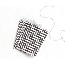 MarkEntegra Zikzak Desenli Beyaz-Siyah Kese Kağıdı Seti, 50 Adet, 11X20 cm