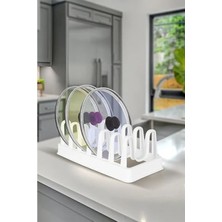 MarkEntegra 6 Bölmeli Plastik Tencere Kapağı ve Tabak Düzenleyici Organizer