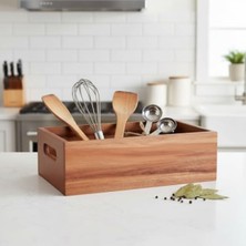 MarkEntegra Doğal Ahşap Ekmeklik ve Çok Amaçlı Organizer Kutu – 25X14X8 cm