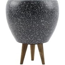 MarkEntegra Gri Granit Desenli 15 cm Üç Ayaklı Toprak Saksı