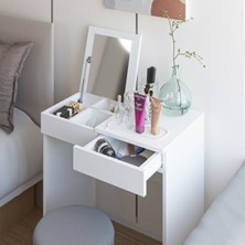 MarkEntegra Aynalı Makyaj Masası - 2 Çekmeceli - Beyaz - 70X42 cm