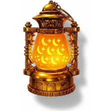 MarkEntegra 12X8 cm Pille Çalışan Altın Renkli Lamba - Hilal ve Yıldız Motifi