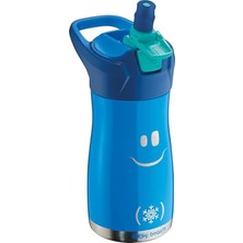 MarkEntegra 430 ml Mavi Çelik Matara - Gülen Yüz Figürü