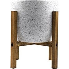 MarkEntegra Beyaz Granit Toprak Saksı, 19 Cm, 4 Ayaklı, Modern Tasarım