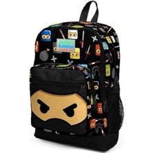 MarkEntegra Siyah Ninja Desenli Dört Bölmeli Okul Sırt Çantası