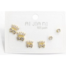 Nati Co Taşlı Taç Figürlü Çoklu Küpe Seti