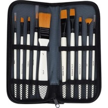 MarkEntegra 10 Adet Sentetik Sanatçı Boya Fırçası Seti - Fermuarlı Taşıma Çantasıyla
