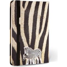 MarkEntegra Lastikli Zebra Desenli Çizgili Kumaş Defter