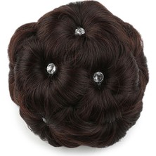 Wovna Taşlı Topuz Toka / Koyu Kahve