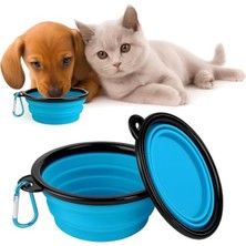 MarkEntegra Katlanabilir Silikon Mama ve Su Kabı - 350 ml - Mavi