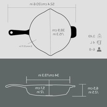 MarkEntegra Dökme Demir Kızartma Tavası, 34 Cm, Hafif ve Dayanıklı