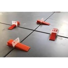 MarkEntegra Fayans Seramik Seviye Tespit Klipsi, 200 Adet + 100 Adet Seviyelendirme Takozu