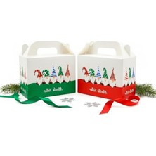 MarkEntegra Üç Farklı Renkli Yılbaşı Hediye Kutusu Seti, 10X14 cm