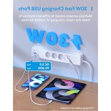 MarkEntegra Akıllı Çoklu Priz, 4 Güç + 2 USB + 2 Type-C