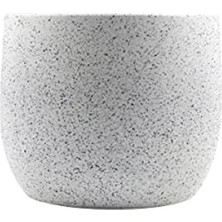 MarkEntegra Beyaz Granit Boyalı Toprak Saksı (19 cm Çap)