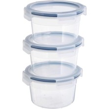 MarkEntegra Şeffaf Plastik Saklama Kabı Seti, 750 Ml, Yuvarlak, 3 Parça