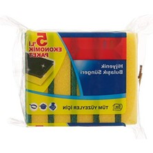 MarkEntegra 5'li Ekonomik Paket Düz Hijyenik Bulaşık Süngeri, Yeşil