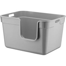 MarkEntegra 54X40X32 cm Yarı Açık Kedi Tuvaleti - Gri