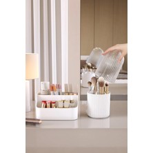 2’li Çok Amaçlı Şeffaf Makyaj Fırça ve Banyo Organizer Seti