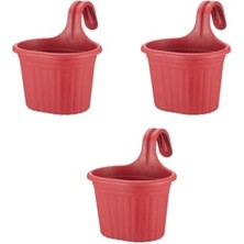 MarkEntegra 3 Adet Kırmızı Askılı Balkon Saksı - 3 Litre, 22,2 cm