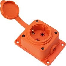 MarkEntegra Monofaze Kauçuklu Dış Mekan Priz (Tekli, Korunaklı, Turuncu)