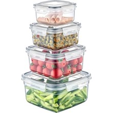 MarkEntegra Sızdırmaz Kapaklı Hava Geçirmez Gıda Saklama Kabı Seti - 4'lü (0,5l, 0,9l, 1,5l, 2,4l)