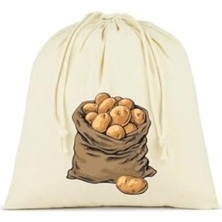 MarkEntegra 3'lü Sebze Saklama Torbası Seti - Pamuk Kumaş, Çekme Ipli