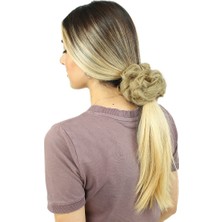 Wovna Yoğun Lı Lastikli Topuz Toka / Karamel Platin Röfleli