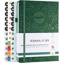 MarkEntegra Tarihsiz Haftalık Planlayıcı - Deri Kapak, Etnik Desen, Yeşil