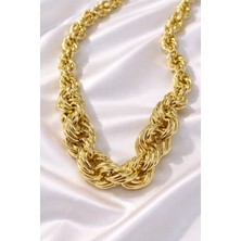 Ares 01 Store ✨ Örgü Halka Model Altın Renk Kalın Zincir Kolye ✨