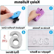 MarkEntegra Yapışkanlı Küçük Kapı Numarası 50 mm Krom Renk Numara 6