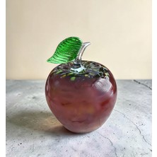 Felis Arte Dekoratif Cam Elma, Handmade ,glass Art (Bordo/gül Kurusu)