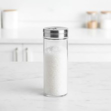 MarkEntegra Paslanmaz Metal Kapaklı Cam Baharatlık, 14 cm