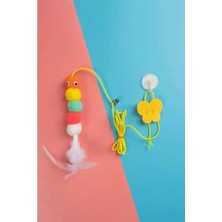 MarkEntegra Zilli Tırtıl Kedi Oyuncağı - Kendinden Yapışkanlı, Elastik Ipli