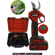 Power Black Profesyonel 21V Çift Akülü Ağaç Odun Dal Kesme Makinası Şarjlı Dijital Budama Makası