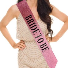 Similar Pembe Üzeri Siyah Kalın Bride To Be Yazılı Simli Işıltılı Kuşak Kemer 10X80 cm