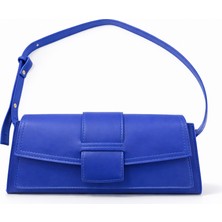 Saks Mavi Kapaklı Kadın Omuz Çantası Ayarlanabilir Askılı Modern El Çantası – Sudedi Home