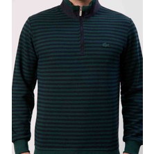 Lacoste Fermuar Yaka Regular Fit Çizgili Nefti Sweatshirt