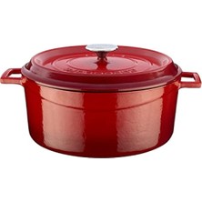 MarkEntegra 28 cm Döküm Demir Yuvarlak Tencere, Kırmızı